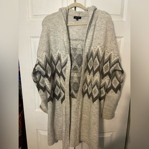 Hooded open front sweater